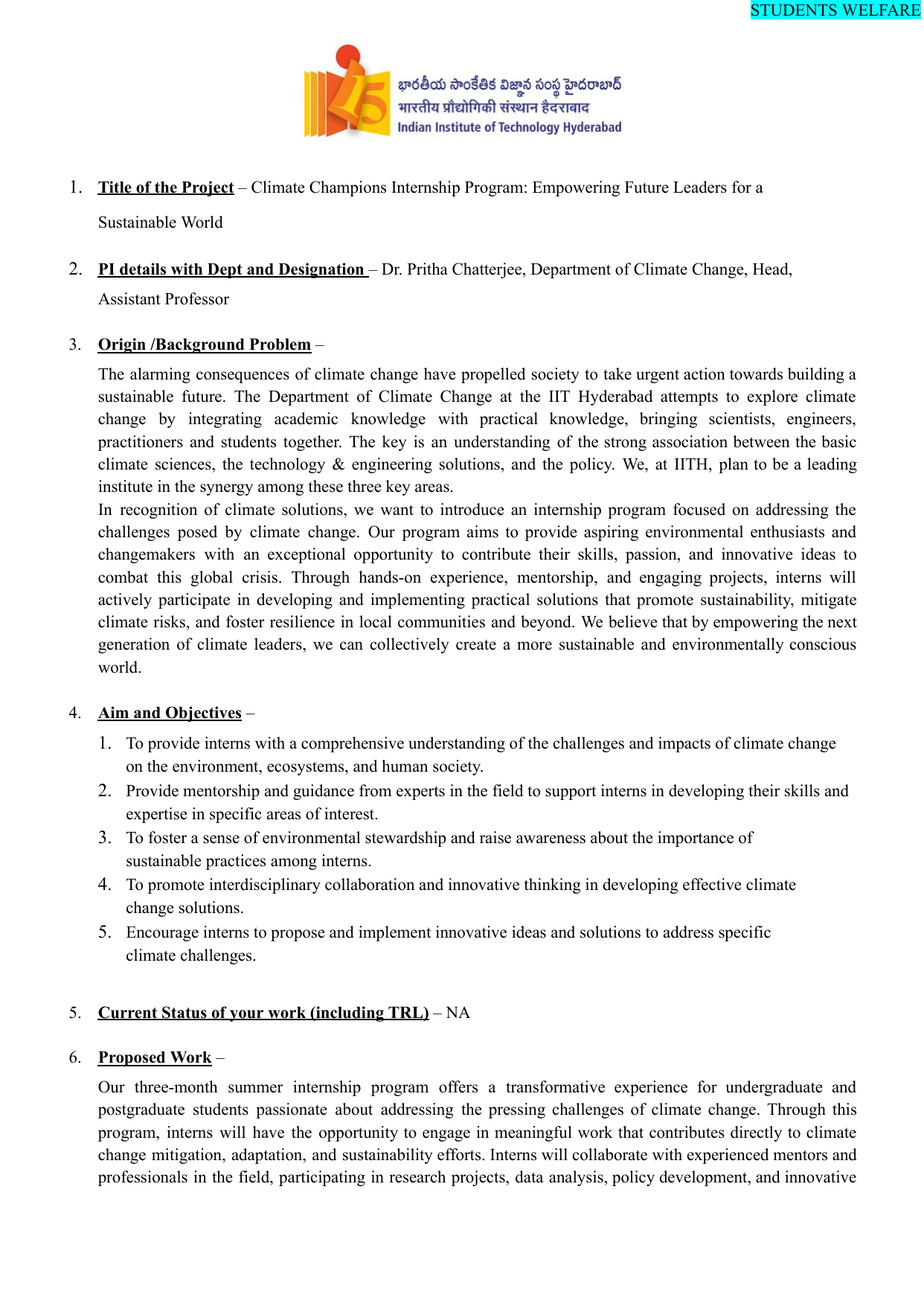 Student Welfare Documents Preview